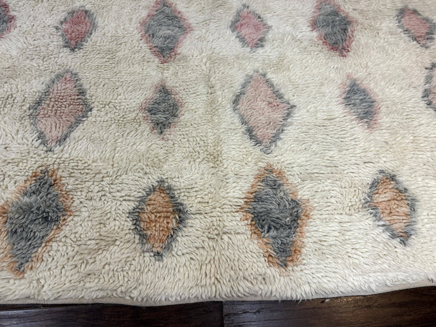 Large Modern Contemporary Indian Shag Rug 11x14, Ivory, Handmade Wool Carpet