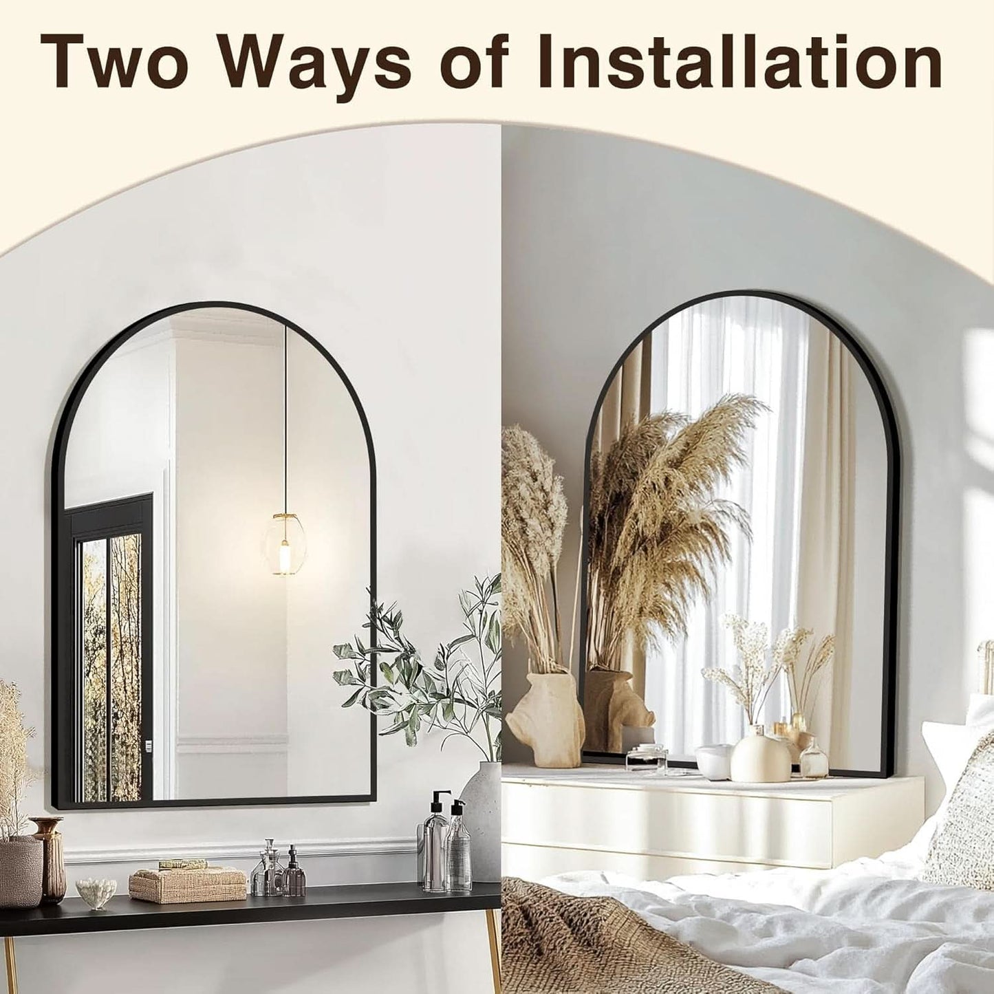 Arched Vanity Mirror 24 By 36 Inches Black Set Of Two