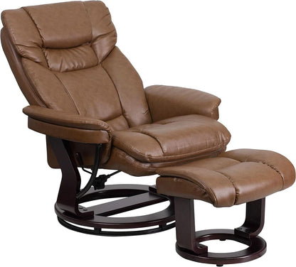Leathersoft Recliner With Ottoman Palimino Swivel