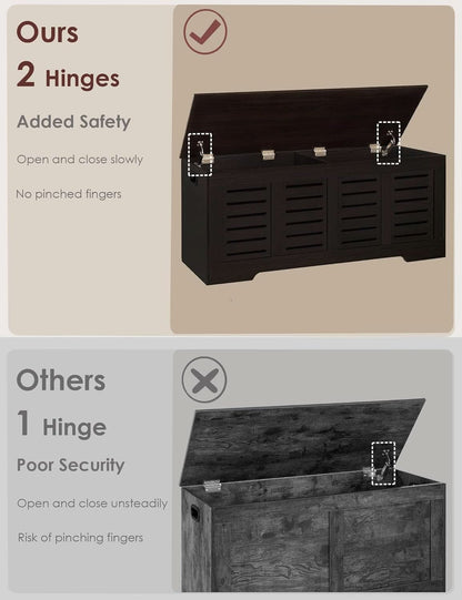 Espresso 47.3Inch Wood Storage Chest FlipTop Hinges
