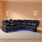 Power Recliner Sectional Sofa Set In Black With Led Lights