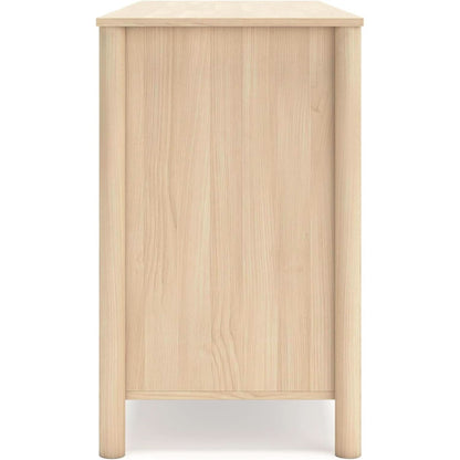 Light Brown Six Drawer Dresser For Bedroom Storage