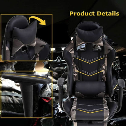 Ergonomic PU Leather Gaming Chair With Lumbar Support