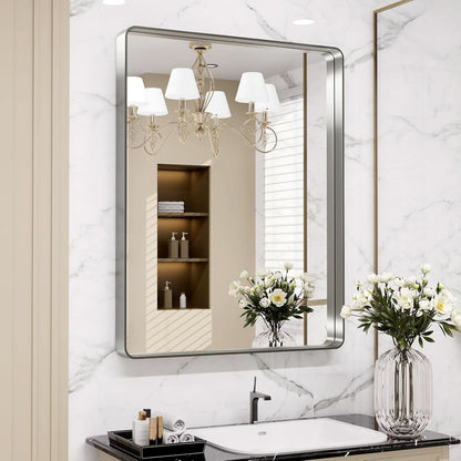 22x30 Inch Brushed Nickel Bathroom Mirror Anti Rust