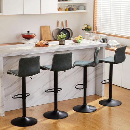 Teal Bar Stools Set Of 3 Adjustable Height 24 To 32 Inches