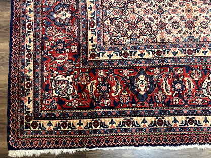 Persian Tabriz Rug 11x14 Navy Blue Herati Wool Carpet