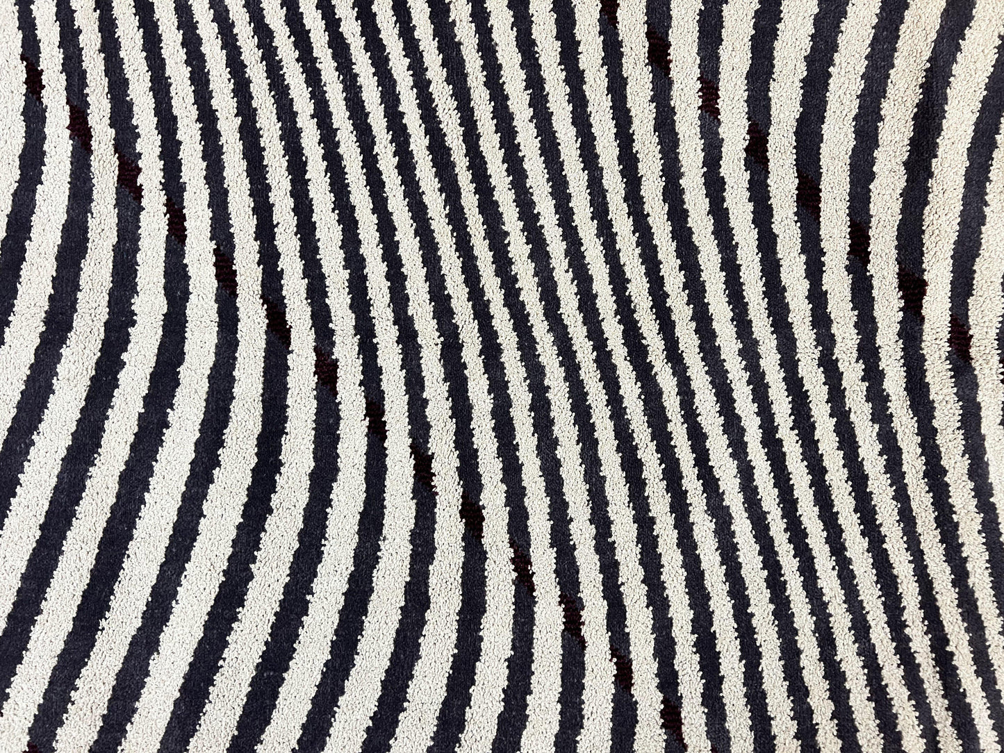 Vintage Zebra Stripes Shag Rug 5.7 x 7.4, Black and White, Retro, Wool