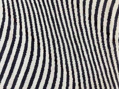 Vintage Zebra Stripes Shag Rug 5.7 x 7.4, Black and White, Retro, Wool