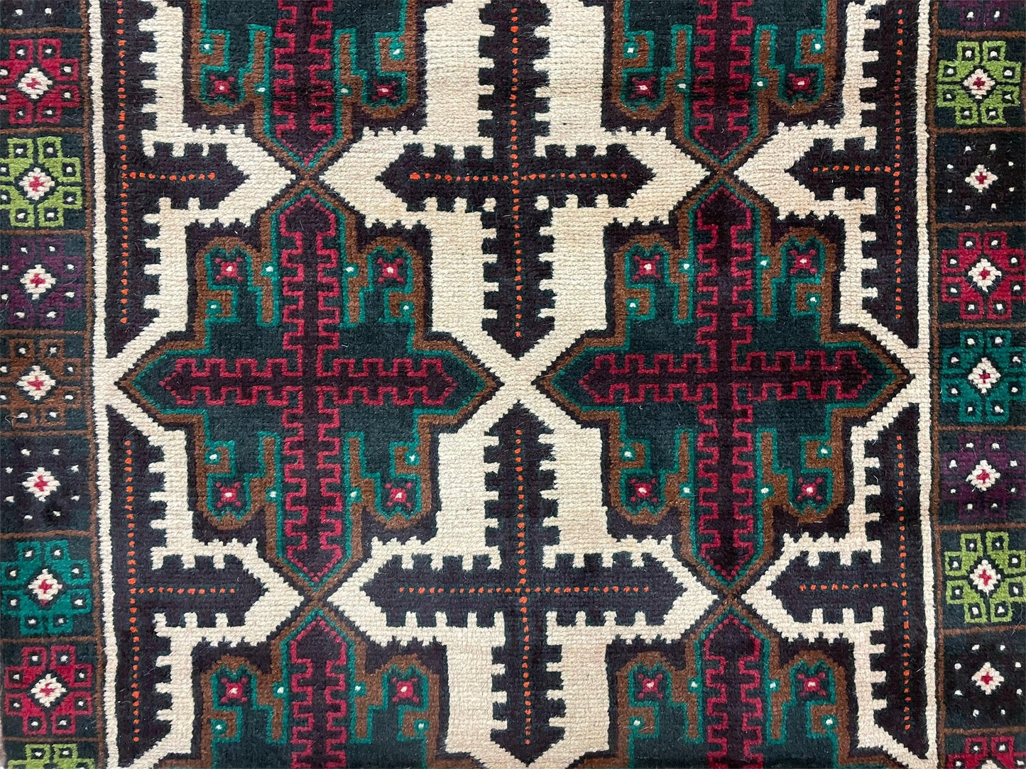 3 X 4.4 Vintage Handmade Tribal Wool Rug Balouchi Rug Afghan Rug Red Beige Green