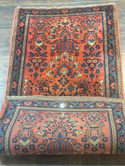 Antique Persian Sarouk Rug 2x4, Red, Fine 260 KPSI