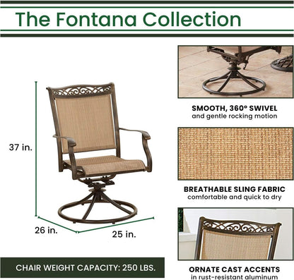 Outdoor Dining Set With Rust Resistant Aluminum And Swivel Rockers 60 Inch Table