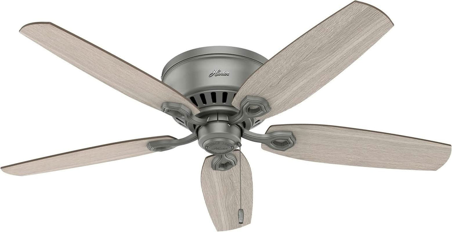 52 Inch Matte Silver LED Ceiling Fan With Integrated Light