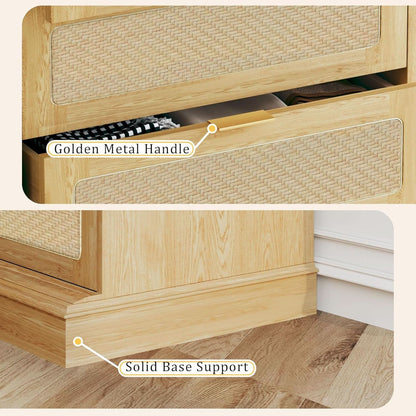 60 Inch SolidOak BohoInspired Dresser With Drawers
