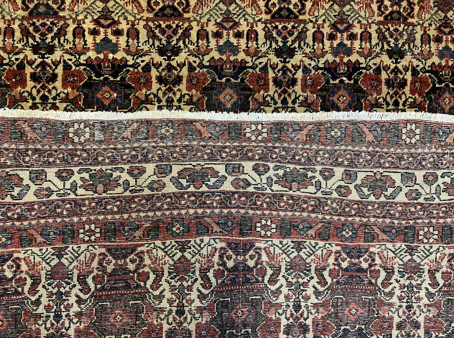 Antique Persian Afshar Rug 5x7, Wool Hand Knotted Oriental Carpet 5 x 7 ft, Repeated Motif Allover, Cream and Maroon, Tribal Rug, Medium Sized Rug,  Zil-i-Sultan Design