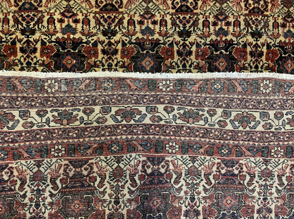 Antique Persian Afshar Rug 5x7, Wool Hand Knotted Oriental Carpet 5 x 7 ft, Repeated Motif Allover, Cream and Maroon, Tribal Rug, Medium Sized Rug,  Zil-i-Sultan Design