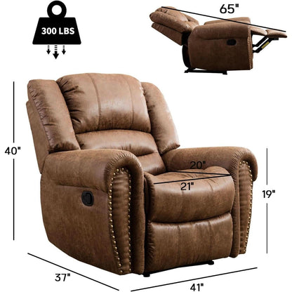 Classic Leather Arm Recliner Chair With Wooden Frame