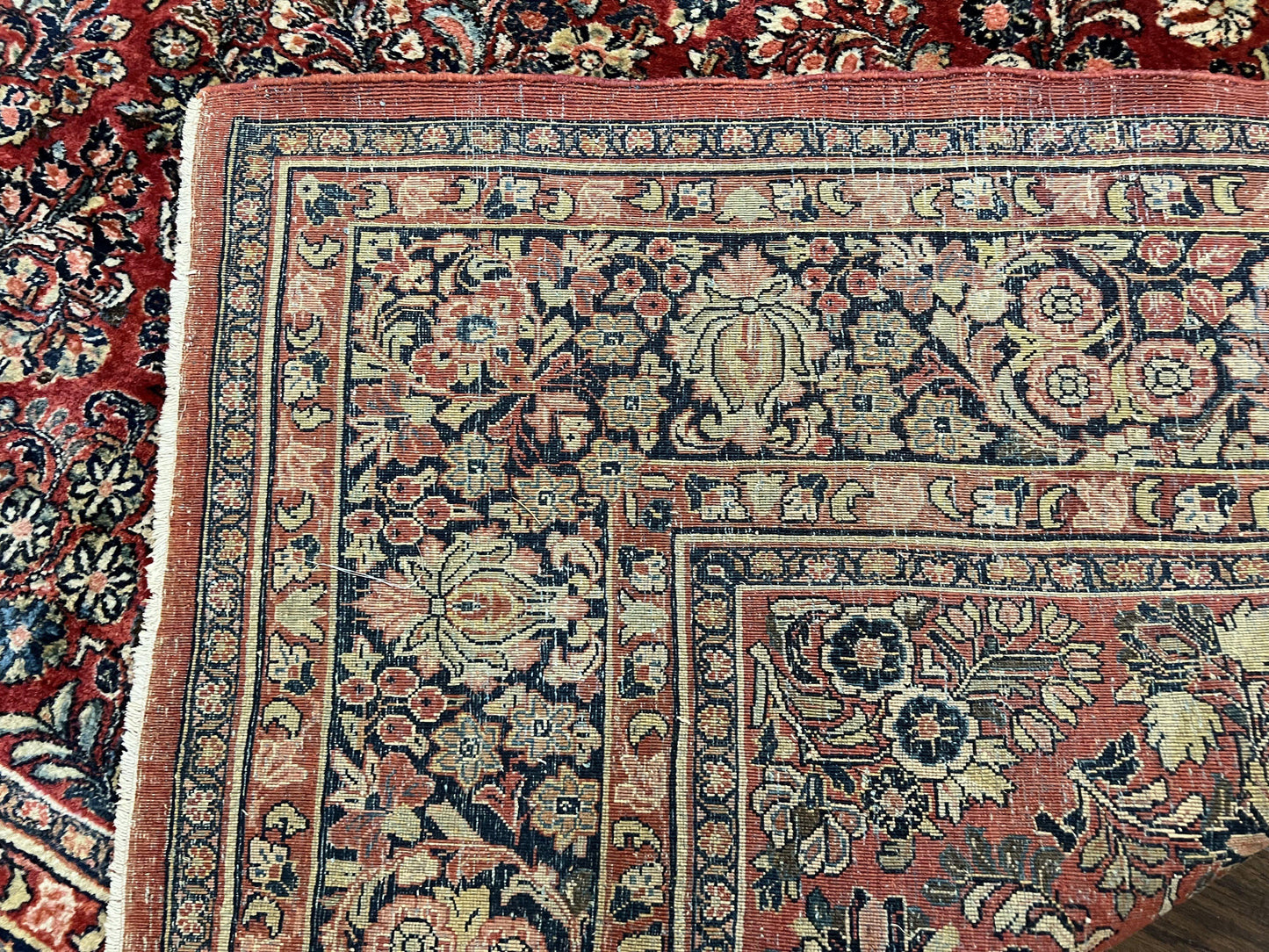 1920s Persian Sarouk Rug 9x12, Red Persian Carpet, High Quality Persian Rug, Allover Floral Pattern, Antique Oriental Rug, Wool Handmade Room Sized