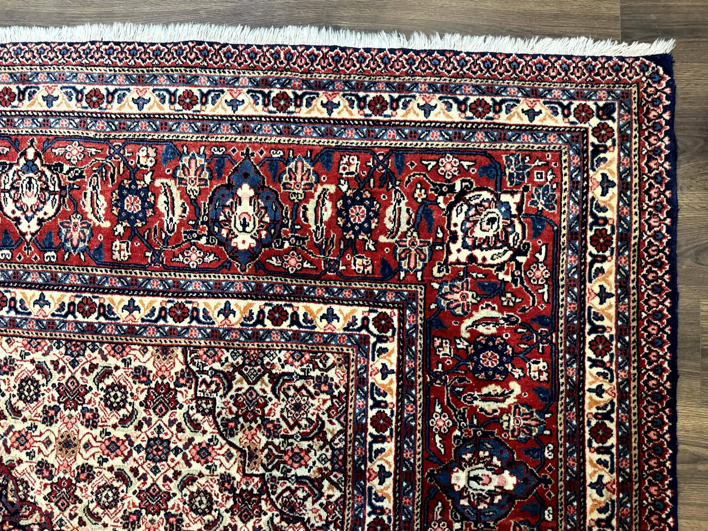 Persian Tabriz Rug 11x14 Navy Blue Herati Wool Carpet