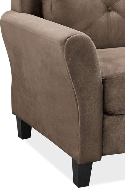 Harrington Microfiber Brown Three Seat Sofa Living Room