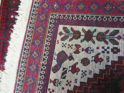 4' X 7' Vintage Handmade Indian Jaipur Rug Bird Carpet