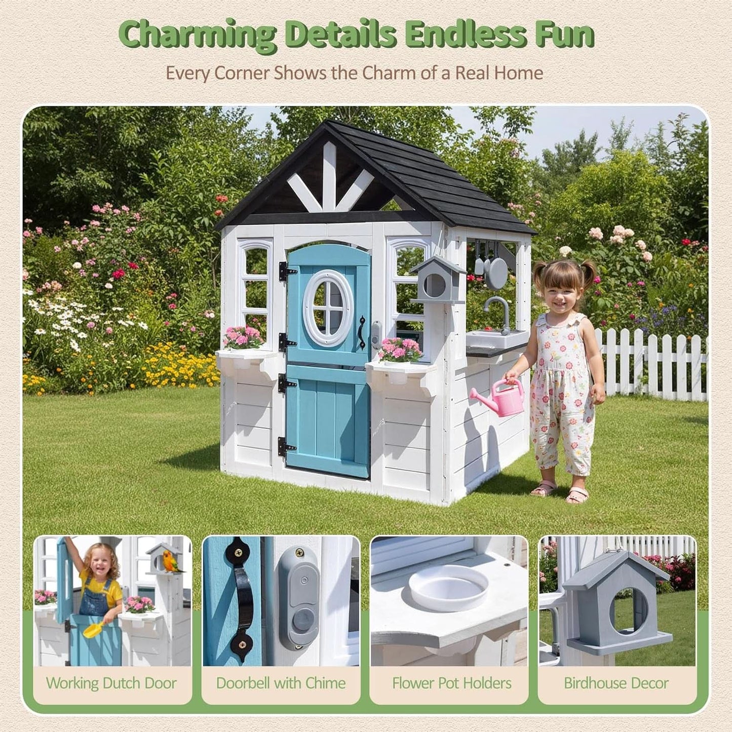 Weatherproof Cedar Outdoor Playhouse With Dutch Door