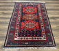 Antique Caucasian Seychour Rug 3.7 x 5.5, Collectible Oriental Carpet, Navy Blue and Red, Fine Kuba Rug, Vintage Rug, Wool Hand Knotted Rug