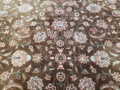 Vintage Pak-Persian Area Rug 9x12, Wool Hand-Knotted Spice Brown & Ivory Traditional Fine Oriental Carpet, Pakistani Carpet, 9 x 12 Fine Rug