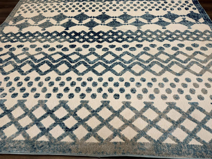 Modern Rug 8x10, Abstract Rug, Oat and Blue, Raised Pattern, Modway Rug Collection