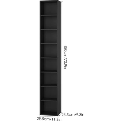 8 Tier Media Tower Rack With Adjustable Shelves Black 70 Inch Tall