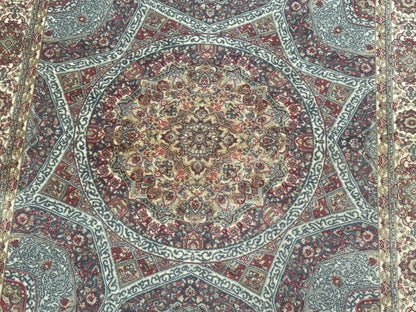 Turkish Silk Runner Rug 2.6 x 10, Light Blue Carpet, Bamboo Silk, New