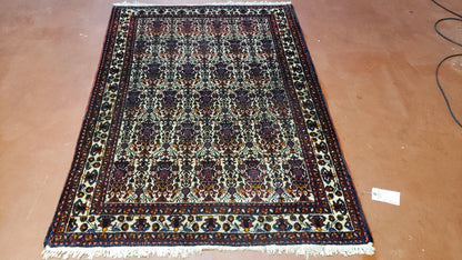 3.6 x 5 Hand-Knotted Vase Rug Floral Turkish Tribal Village Weaving Zagros Vintage Carpet Home Office Wool Area Rug 3x5 Persian Rug 4x5
