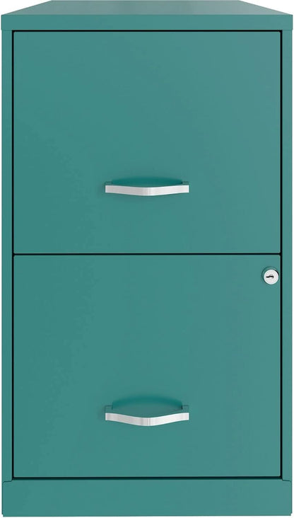 Teal 2-Drawer File Cabinet With Smooth-Glide Drawers, 14.2 Inch Width, 18 Inch Depth, 24.5 Inch Height, Steel