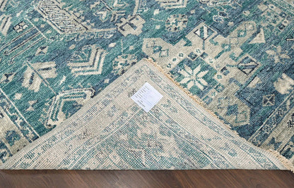 Multi Size Turquoise, Gray Hand Knotted Arts & Crafts 100% Wool Turkish Oushak Traditional Oriental Area Rug