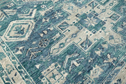 Multi Size Turquoise, Gray Hand Knotted Arts & Crafts 100% Wool Turkish Oushak Traditional Oriental Area Rug