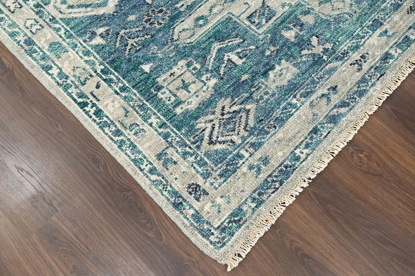 Multi Size Turquoise, Gray Hand Knotted Arts & Crafts 100% Wool Turkish Oushak Traditional Oriental Area Rug