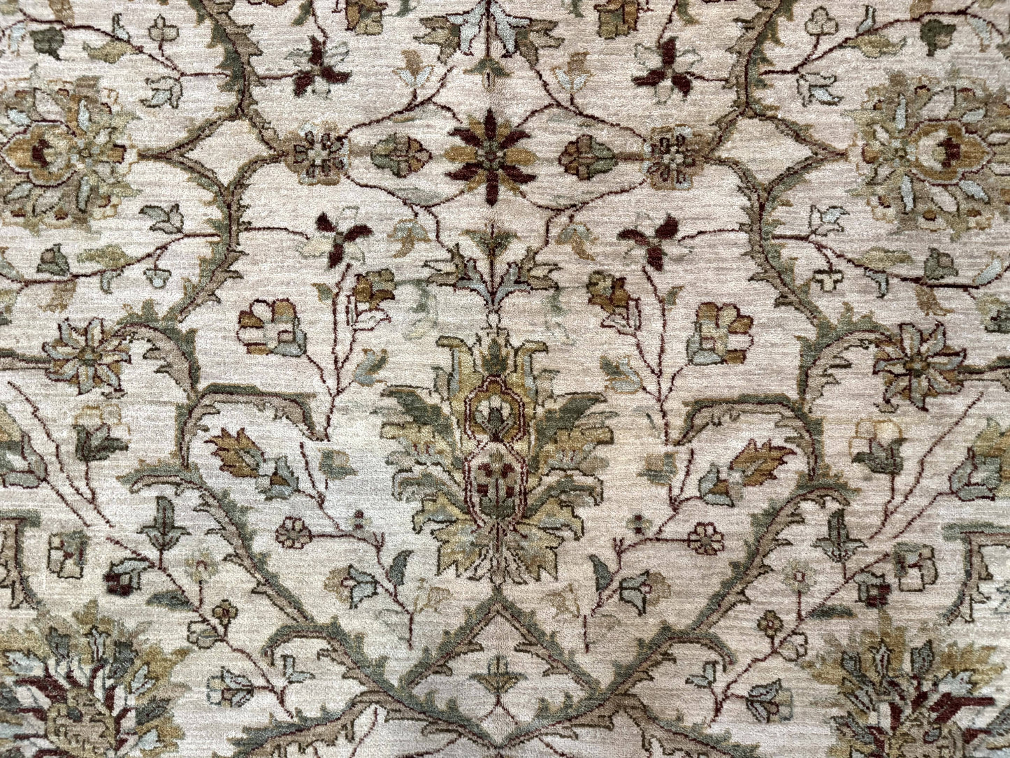 Pakistani Rug 9x12, Floral Allover Peshawar Carpet, Chobi, Beige and Rust Red, Traditional