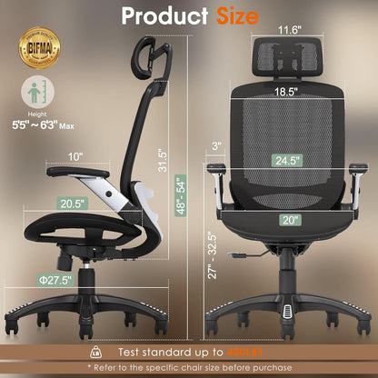 Big Tall Mesh Office Chair With Headrest And Tilt