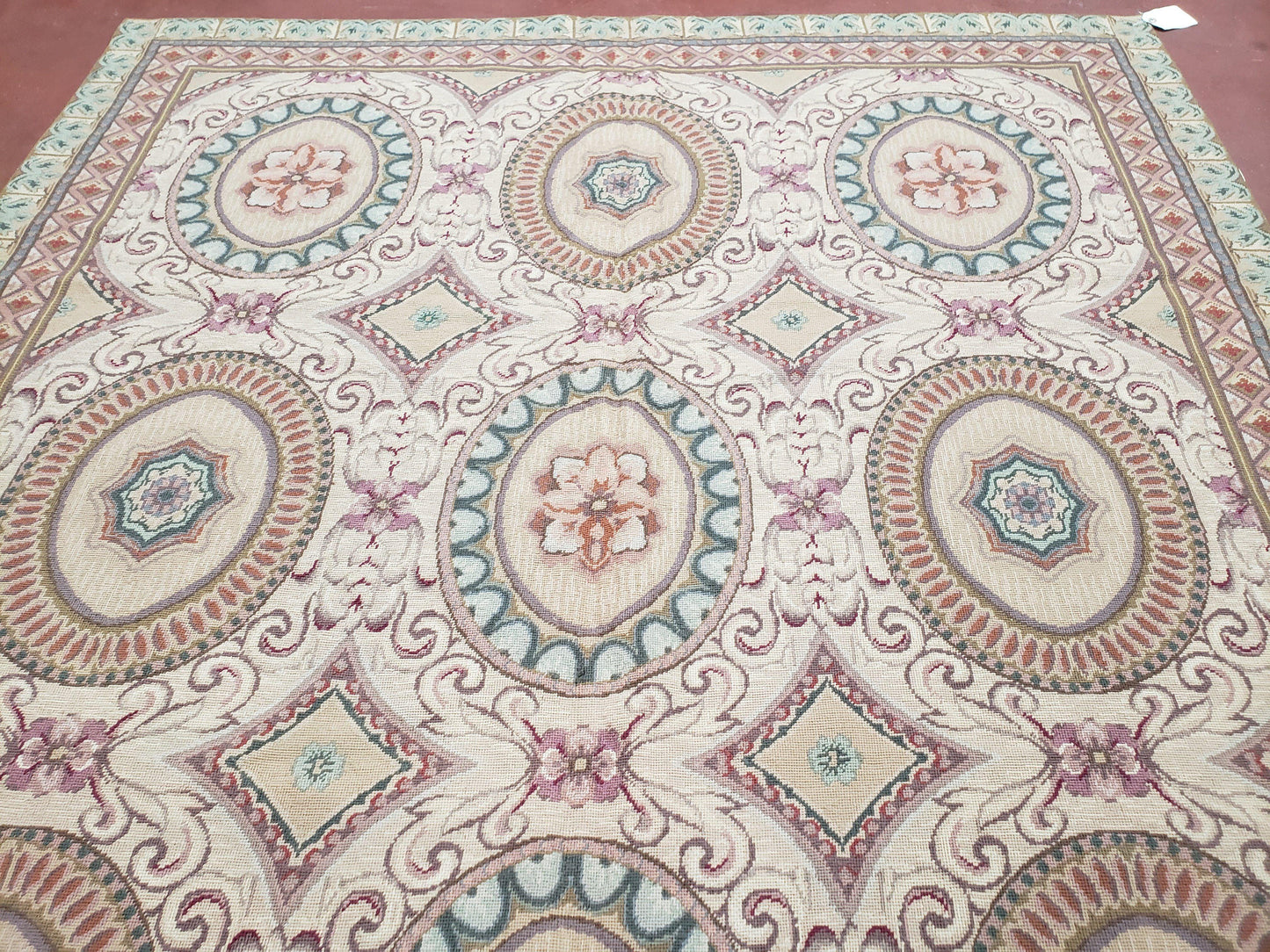 New Needlepoint Rug, 6x9 Needlepoint Carpet, Flatweave Rug, Vicotorian French European English Decor, Elegant Rug for Living Room, Handmade