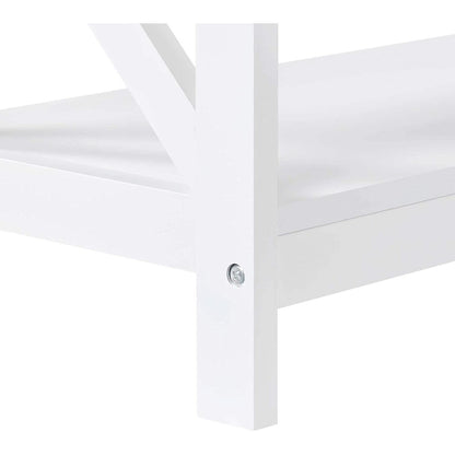 White Three Tier Console Table With Storage Shelves