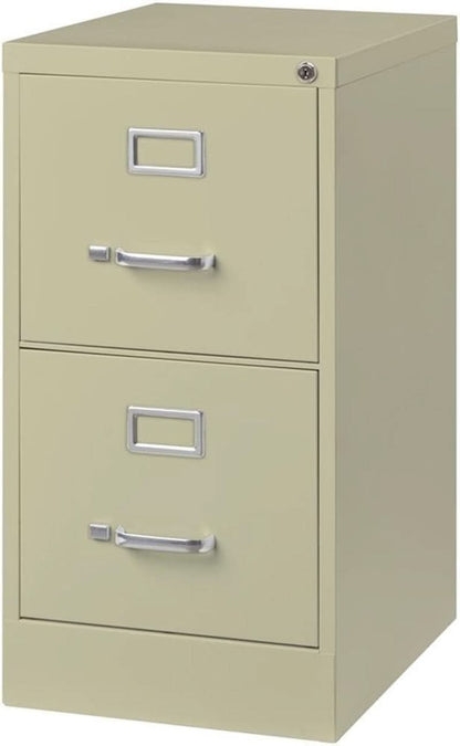 2-Drawer Vertical Beige Metal Filing Cabinet Lockable 28.38-Inch For Home Office Letter Size Pre-Assembled
