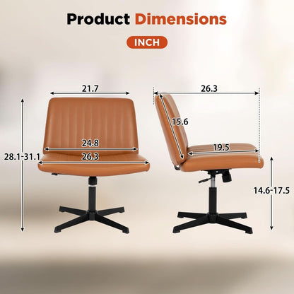 Criss Cross Armless Office Chair Height Adjustable Brown