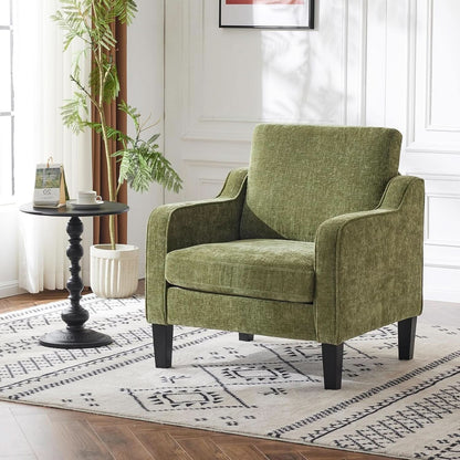Olive Green Upholstered Accent Chair Midcentury Comfort