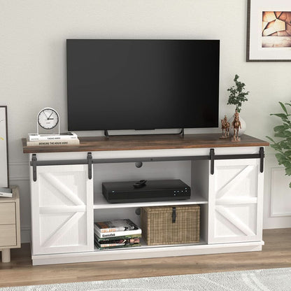 65 Inch Farmhouse TV Stand With Sliding Barn Doors