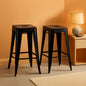 24 Inch Black Metal Bar Stools Set of 2 Backless Indoor Outdoor Square Seat Counter Height
