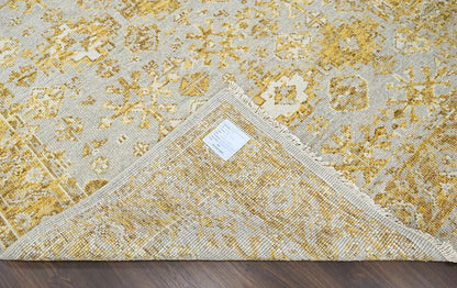 Multi Size Gray, Gold Hand Knotted 100% Wool Turkish Oushak Transitional Oriental Area Rug