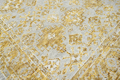 Multi Size Gray, Gold Hand Knotted 100% Wool Turkish Oushak Transitional Oriental Area Rug
