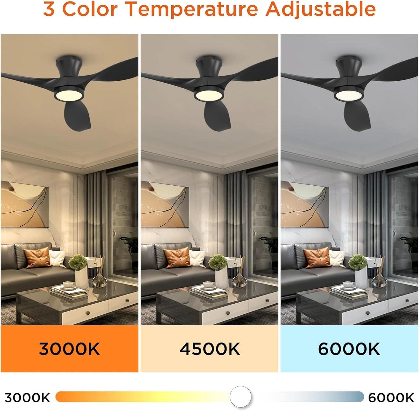 52 Inch Black Ceiling Fan With Integrated Led Lighting