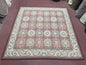 9x9 Square Rug Hand Knotted, Needlepoint Aubusson Carpet, Blush Red, Beige, Green, New, Mint Condition Area Rug, English European Design