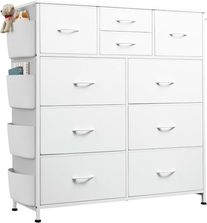 White Dresser 10 Drawer Storage Chest With Metal Frame