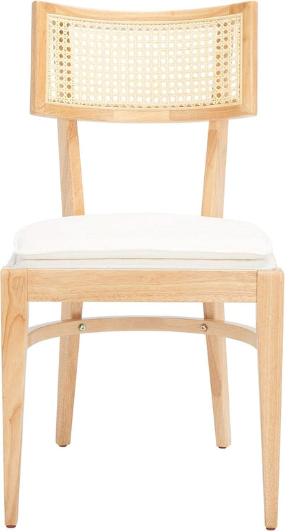 Dining Chair Natural Finish With Cane Detail Cushions